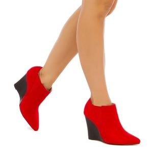 Red wedge ankle heels